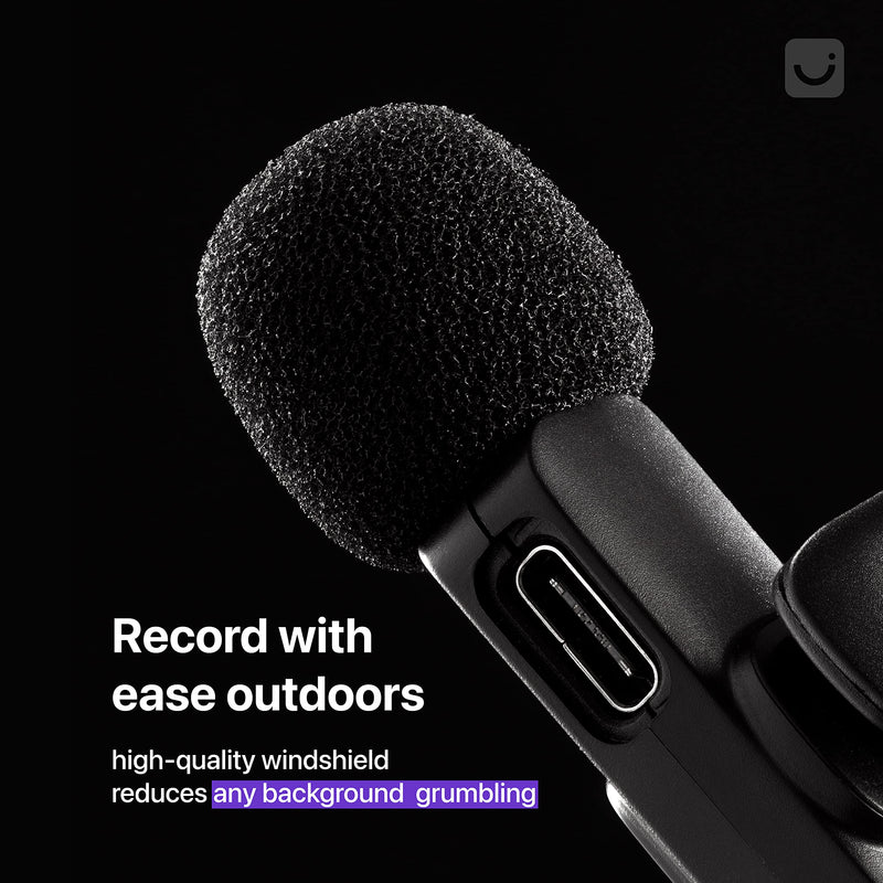 2 Pack Wireless Microphone for iPhone, iPhone Mic, Lavalier microphone for iPhone, Mini microphone iPhone, YouTube microphone, iPhone microphone for video recording, Lapel Mic, Lav mic for iPhone