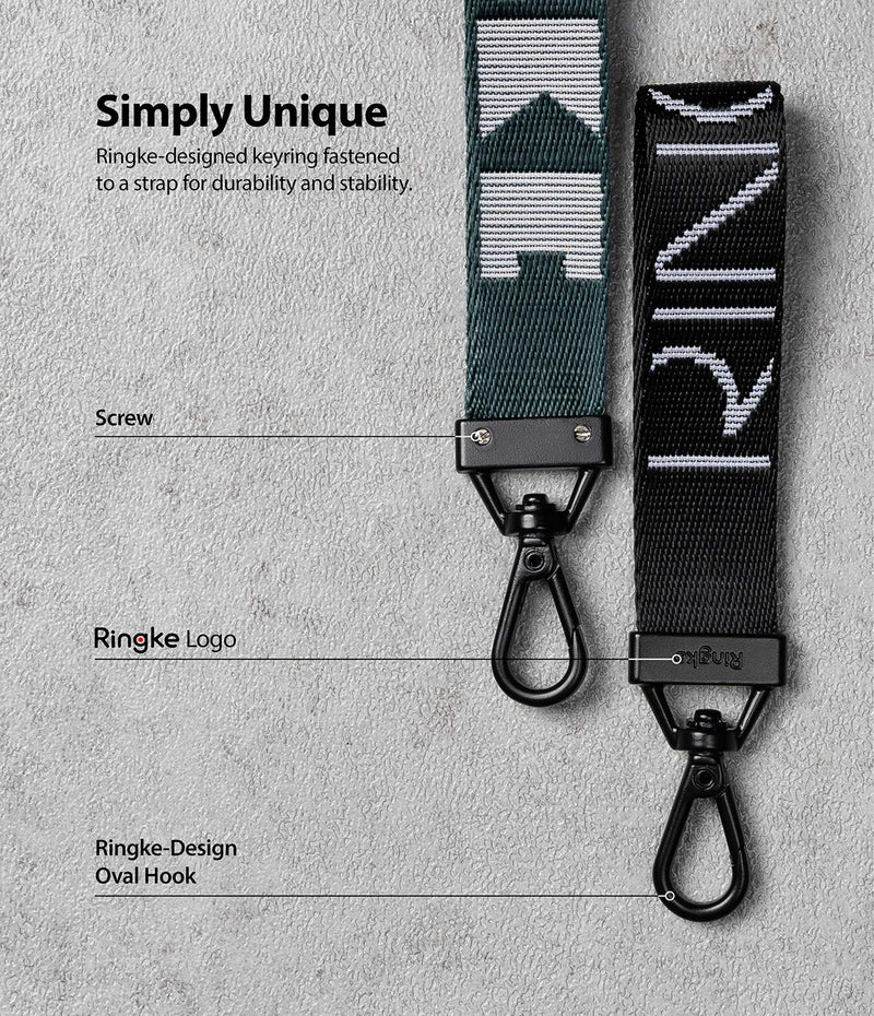Ringke Key Ring Strap Compatible with Earbuds, Keys, Cameras & ID QuikCatch Keyring Lanyard - Lettering Black