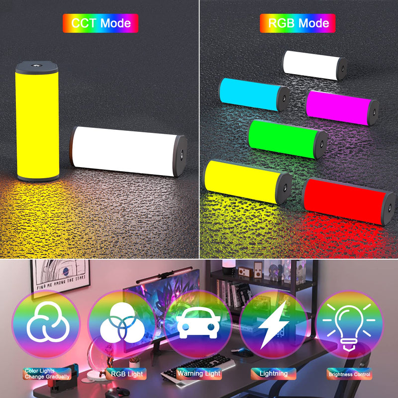 JYJZPB Magnetic Handheld RGB Stick Light Wand, 360° Full RGB Light Mini LED Video Light Stick with 2500mAh Rechargeable Battery, 2500-8500K Dimmable Tube Light, for Photography TikTok YouTube Vlog