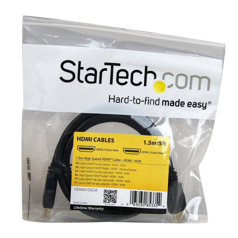[AUSTRALIA] - StarTech.com 1.5m High Speed HDMI Cable – Ultra HD 4k x 2k HDMI Cable – HDMI to HDMI M/M - 5 ft HDMI 1.4 Cable - Audio/Video Gold-Plated (HDMM150CM), Black 5 ft / 1.5m 