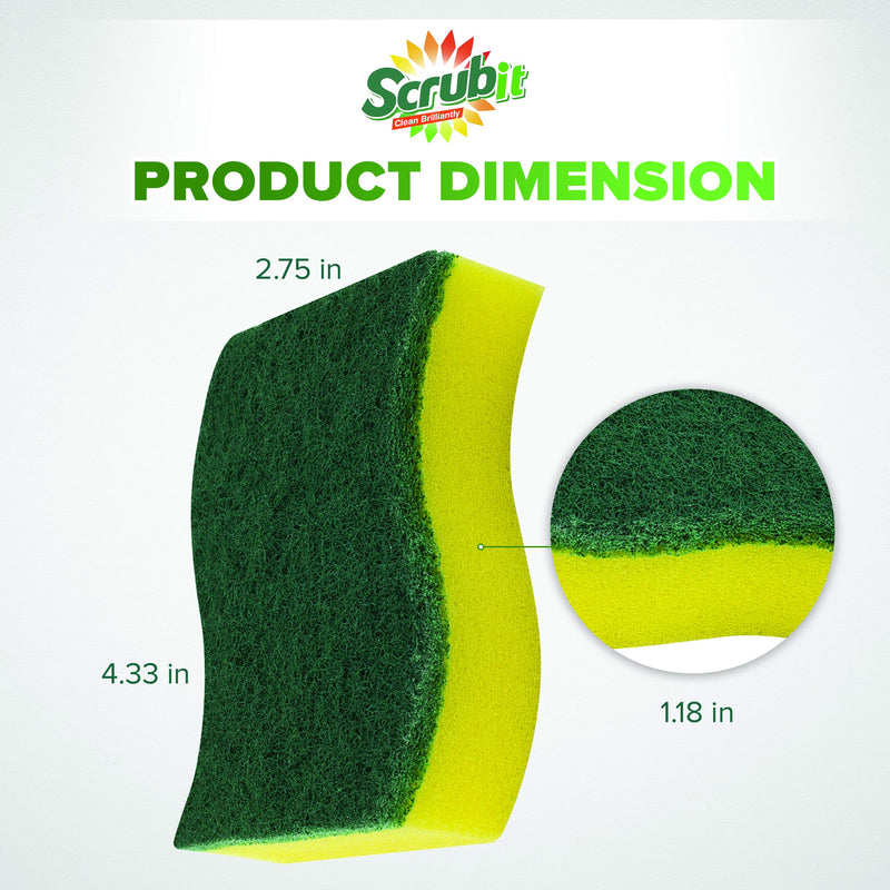 (24 Pack) Heavy Duty Scrub Sponges by SCRUBIT – Kitchen Dish, Sink and Bathroom Cleaning Scrubber Sponge - with Non-Smell Scouring Pad 6 Count (Pack of 4)