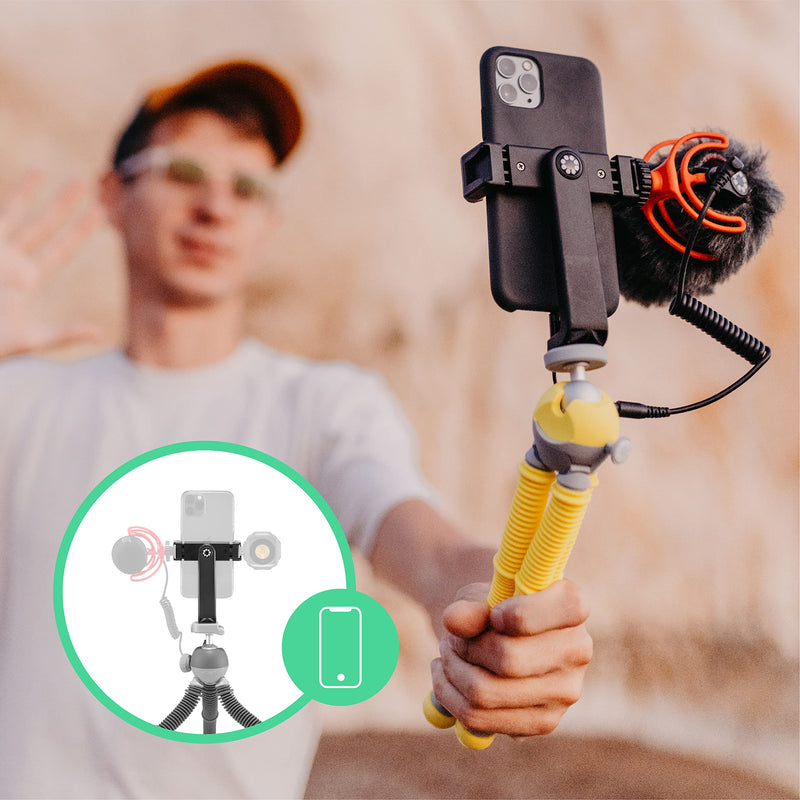 JOBY PodZilla Medium Kit, Tripod for Smartphones and Compact Mirrorless Cameras, Flexible Tripod with Ball Head and GripTight 360 Phone Mount Included, Devices up to 1 Kg, Yellow Medium Kit Yellow