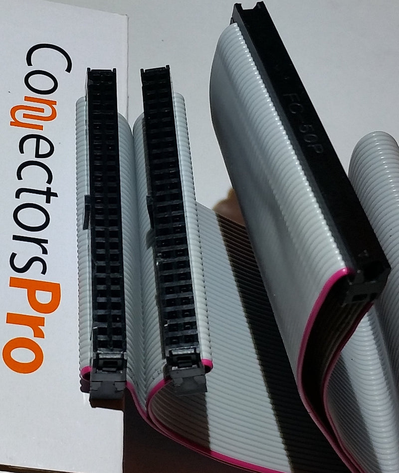 PC Accessories - Connectors Pro 24 Inches 3 Female Connectors IDC 2x25 50P SCSI Internal Flat Ribbon Cable, 24" SCSI-1 50 Pins