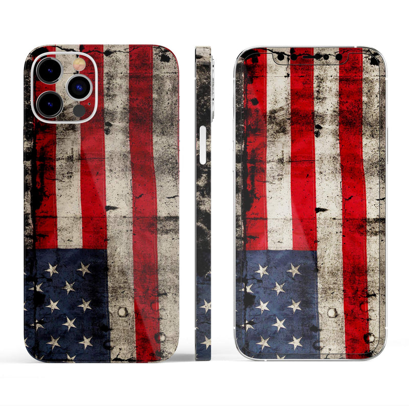 Design Skinz American Distressed Flag Panel - Full Body Skin Decal Wrap Kit Compatible with The Apple iPhone 12 Mini (Full-Body, Screen Trim & Back Glass Skin)