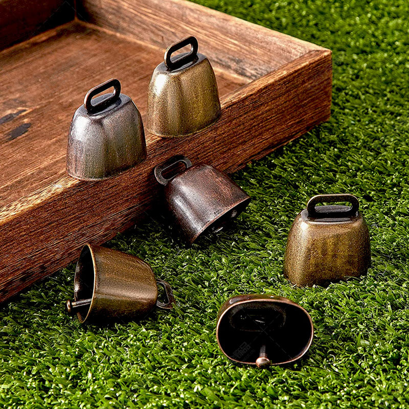 MrMrKura 6 Pack Cow Horse Sheep Grazing Copper Bells Set Anti-Lost Hanging Neck Cowbell Small Brass Bell Iron Vintage Bells Bronze and Copper Bells with Hemp Rope