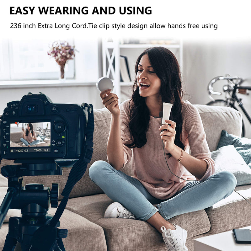 [AUSTRALIA] - Professional Lavalier Microphone Set for Android,Camera,PC,iPhone,3.5mm Omnidirectional Lapel Mic with Noise Reduction for Video,YouTube,Interview,Vlogging(Android 6M) 