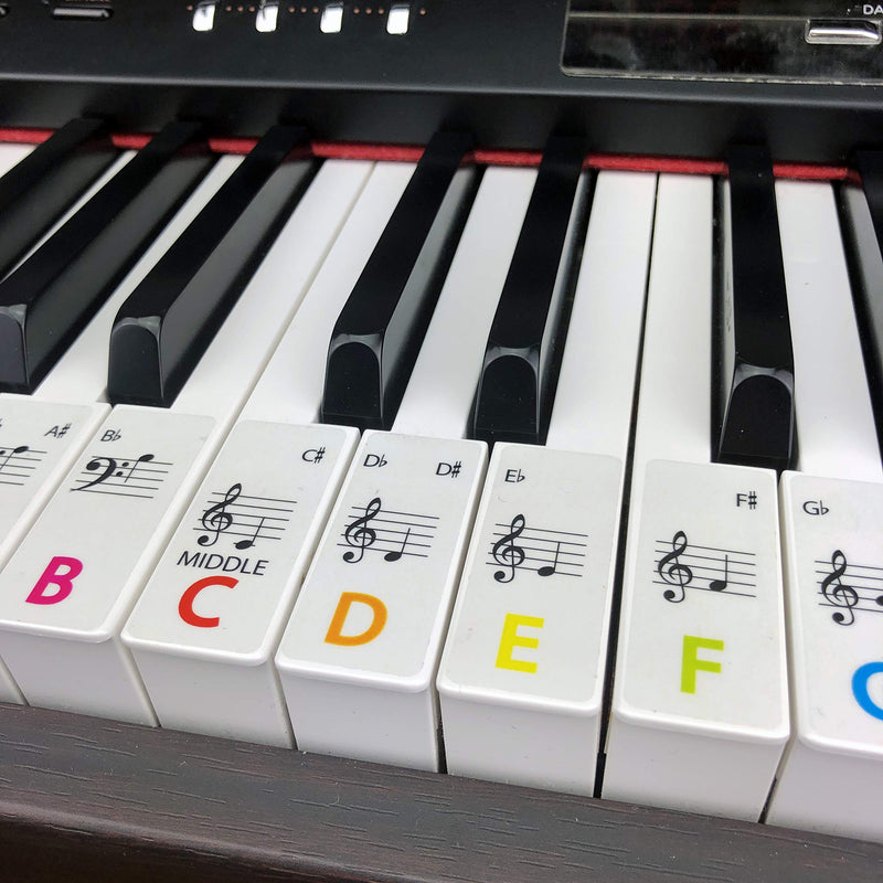 Piano/keyboard stickers for up to 88 keys Multi Coloured to help learn PIANO