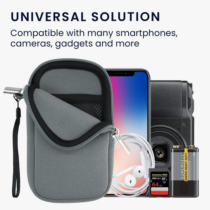 kwmobile Neoprene Phone Pouch Size XL - 6.7/6.8" - Universal Cell Sleeve Mobile Bag with Zipper, Wrist Strap - Titanium Grey XL - 6,7/6,8"