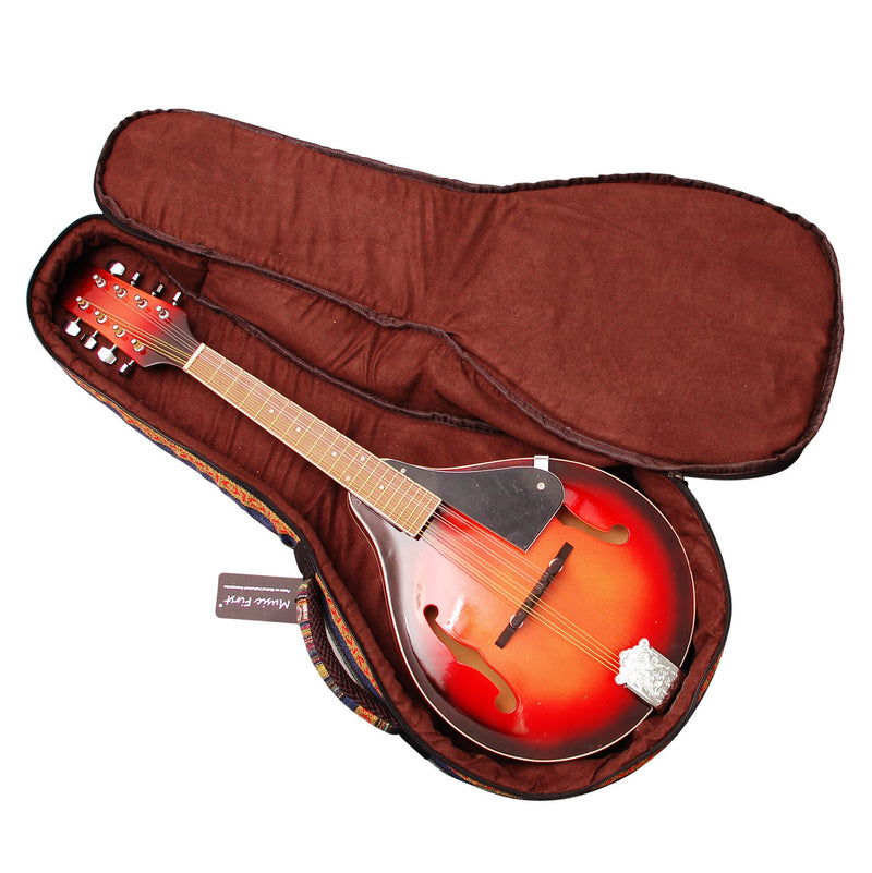 MUSIC FIRST Original Design 15mm Thick Padded Country Style A & F Style (Standard) Mandolin Gig Bag (Soft Case) Soft Mandolin Case Fits for Most of A Mandolin