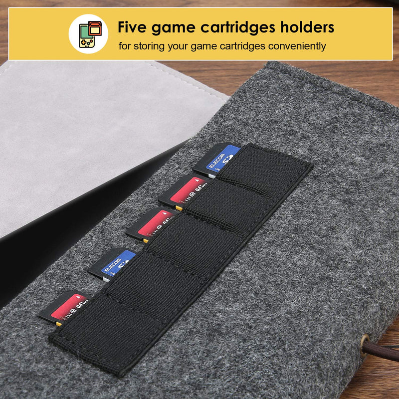 ProCase Carrying Case for Nintendo Switch Lite, Portable Travel Carrying Bag Ultra Slim Professional Protective Felt Pouch for Nintendo Switch Lite 2019 with 5 Game Cartridges Holders -Black Black