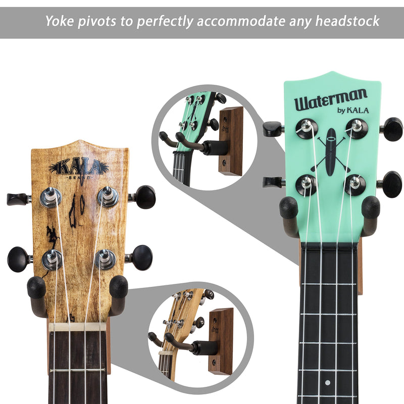 [AUSTRALIA] - String Swing Ukulele Wall Mount Stand for Mandolin Ukele – Concert Pineapple Soprano Tenor and Baritone Compatible – Case Alternative Kit for Home or Studio - Black Walnut Hardwood CC01UK-BW 