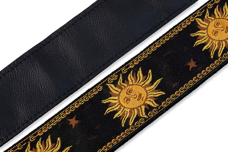 Levy's Leathers MPJG-SUN-BLK 2" Jacquard Weave Guitar Strap with Sun Pattern, Black