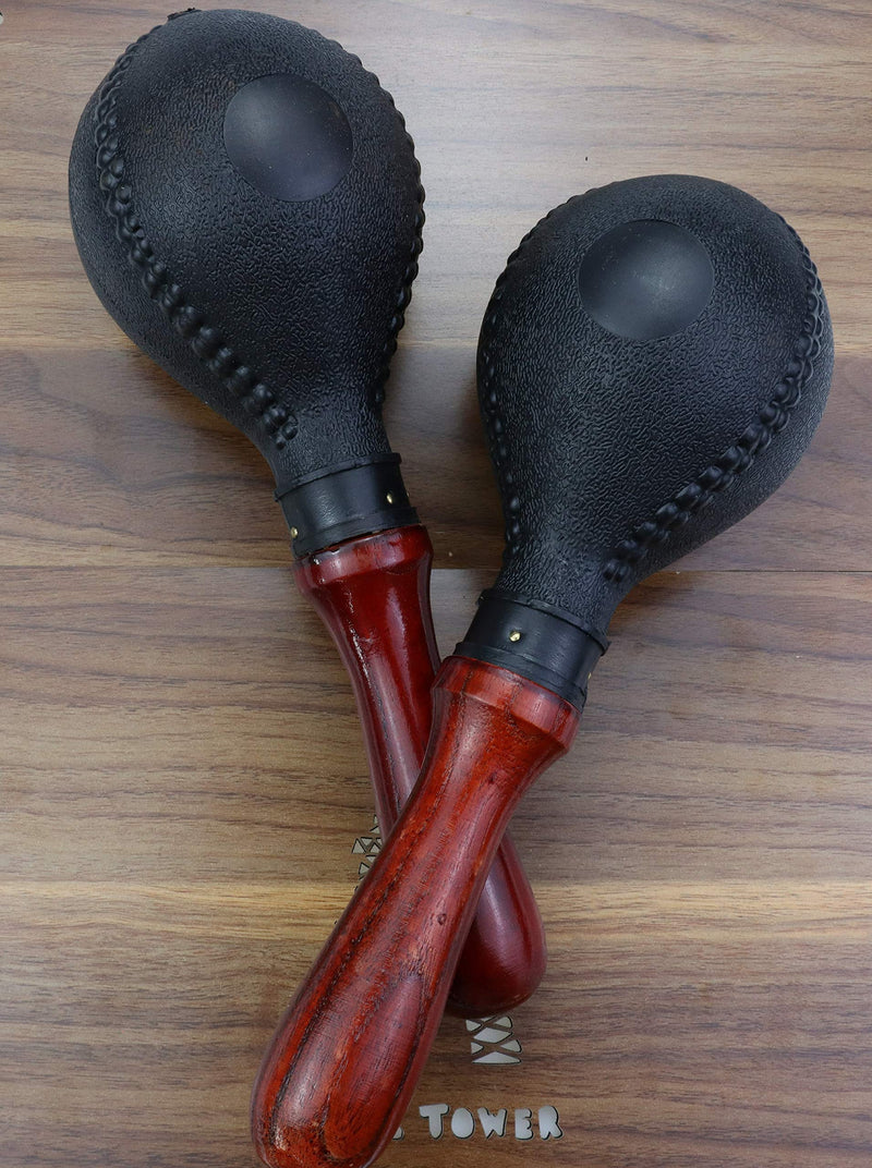 Heatoe 1 Pair Black Wood Handle Maracas, Sand Hammer Percussion Instrument Shakers Rattles for Beginners and Professionals