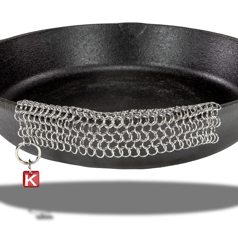 Knapp Made CM Scrubber 9"x6" Small Ring Chainmail Scrubber - For Cast Iron, Stainless Steel, Hard Anodized Cookware - Cast Iron Cleaner