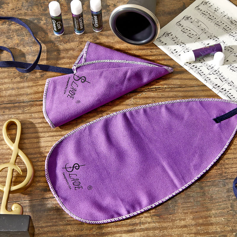 6 Pieces Saxophone Cleaning Cloth Swab Purple Clarinet Swab Saxophone Cleaning Care Kit Flute Cleaning Cloth Clarinet Cleaner with Cork Grease for Clarinet Piccolo Flute Sax Saxophone Inside Tube