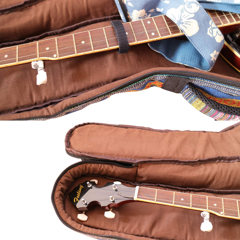 MUSIC FIRST Original Design 0.65" (16mm) Thick Padded Country Style 5-string Banjo Case, Banjo Gig Bag (Fit for Overall Length 38 inch / 96~97cm Full Size Banjo). NEW ARRIVAL!