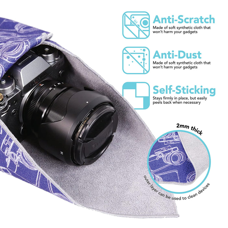 [AUSTRALIA] - Foto&Tech Flexible Magic Cloth Wrapper, Anti-Scratch Camera Lens Wrap Travel Case, Compatible with DSLR Camera Lenses Laptop Smartphone Tablet Gaming Consoles (20.75 x 20.75 Inch, Navy Blue Camo) 20.75 x 20.75 Inch 