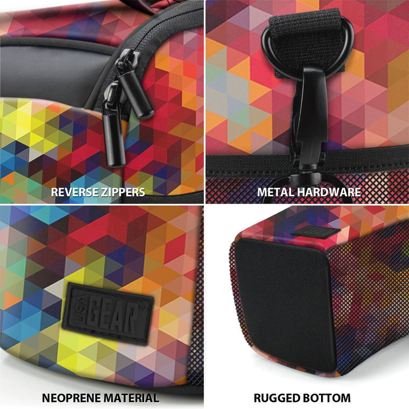 USA Gear Small SLR Camera Case Bag for Men and Women with Top Loading Accessibility, Adjustable Shoulder Sling, Padded Handle - Comfortable, Durable and Light Weight for Nikon, Canon, etc (Geometric) Geometric