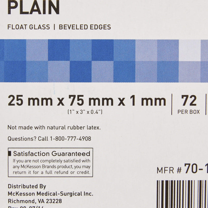 [AUSTRALIA] - McKesson Premium Microscope Slides, Plain, Float Glass, Beveled Edges, 25 mm x 75 mm x 1 mm, 72 Count 