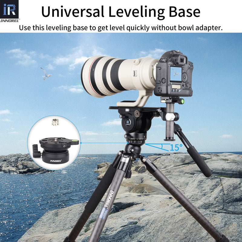INNOREL Tripod Leveling Base, LB60 Leveling Base Half Ball with Offset Bubble Level and Bubble Level Bag for Canon, Nikon and Other DSLR Cameras with 1/4" Thread, Tripods and Monopods with 3/8" Thread