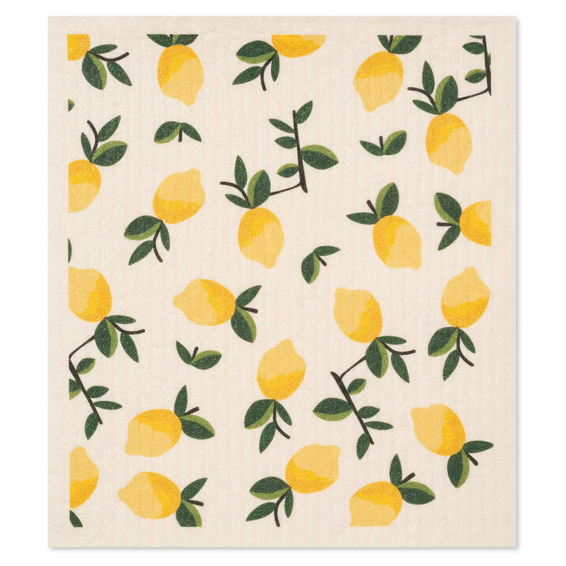 GMIcréatifs Swedish Dishcloths 4 Pack, 2 Lemons & 2 Oranges Print, Eco Friendly, Reusable Kitchen Cleaning Cloth, Machine Washable, Each 7.87”x6.88.