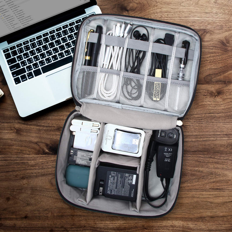 [AUSTRALIA] - Electronic Organizer Travel Universal Cable Organizer Waterproof Electronics Accessories Storage Cases for Cable, Charger, Phone, USB, SD Card, Hard Drives, Power Bank, Cords Black 