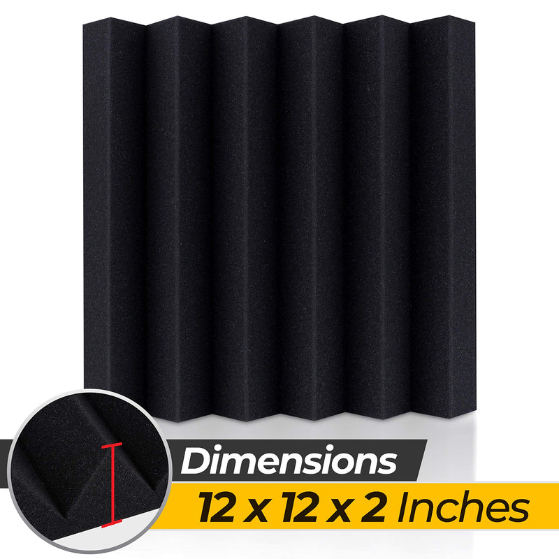 [AUSTRALIA] - Soundproof Acoustic Foam Panels - 12 Pack 2" X 12" X 12" Soundproofing Black Wedges Fireproof Studio Foam, Absorbing Sound Proof Dampening and Padding Insulation Panel Charcoal 
