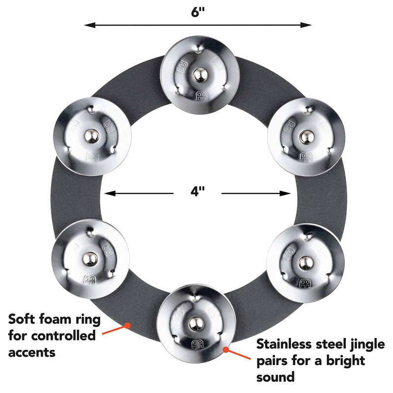 Meinl Cymbals Ching Ring Tambourine Jingle Effect — NOT Made in China — for Hihats, Crashes, Rides and Stacks, Soft Foam, Stainless Steel (SCRING)