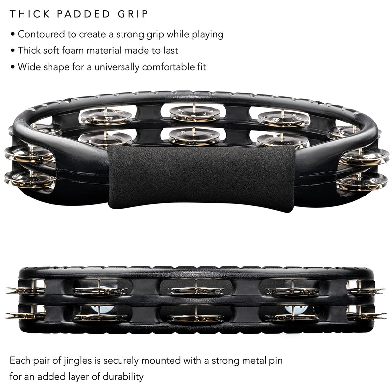 Meinl Percussion Handheld Synthetic Tambourine, Black, 10" (TMT1-BK) Plated steel