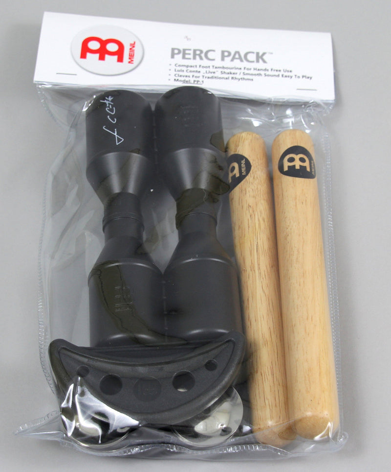 Meinl Percussion PP-1 Perc Pack with Luis Conte Shaker, Classic Hardwood Claves and Compact Foot Tambourine