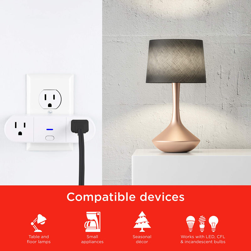 UltraPro Smart Plug, Wi-Fi, 2 Outlets, Works with Alexa, Echo & Google Home, No Hub Required, App Controlled, ETL Certified, 2 Pack, 51403 2-Pack 2-Outlet
