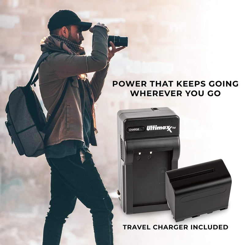 Ultimaxx Rapid Charger with 2X NP-F975 Battery (7800mAh) for Sony DCR-VX2100; DSR-PD150 & -PD170; FDR-AX1; HDR-AX2000, FX1, FX7, FX1000; HVL-LBPB; HVR-HD1000U, V1U, Z1P, Z1U; HXR-MC2000U & More