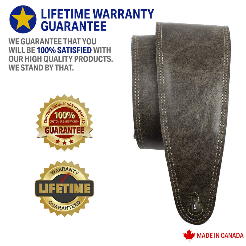 Perri’s Leathers Ltd.- Guitar Strap- Leather- Padded- Mahogany- Adjustable- for Acoustic/Bass/Electric Guitars (BM35PD-7136) Vintage Brown