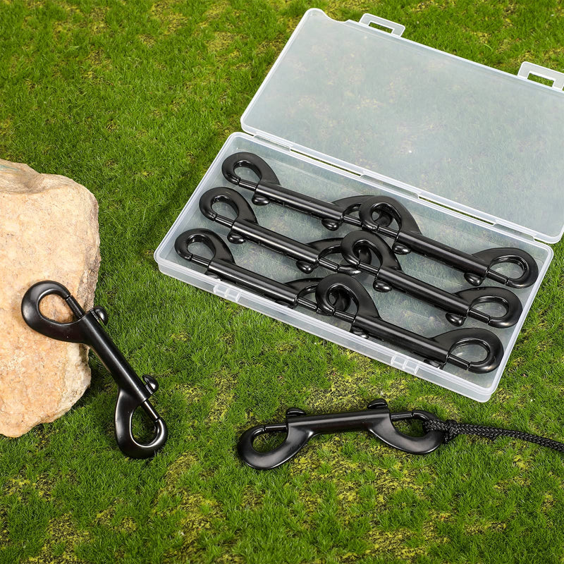 Double Ended Snap Hooks Bolt Snaps Heavy Zinc Alloy Multipurpose Double Sided Clips Chain Metal Clip Key Holder Black Snap Hooks for Water Bucket Dog Leash Feed Buckets (8 Pieces, 3.5 Inches) 8