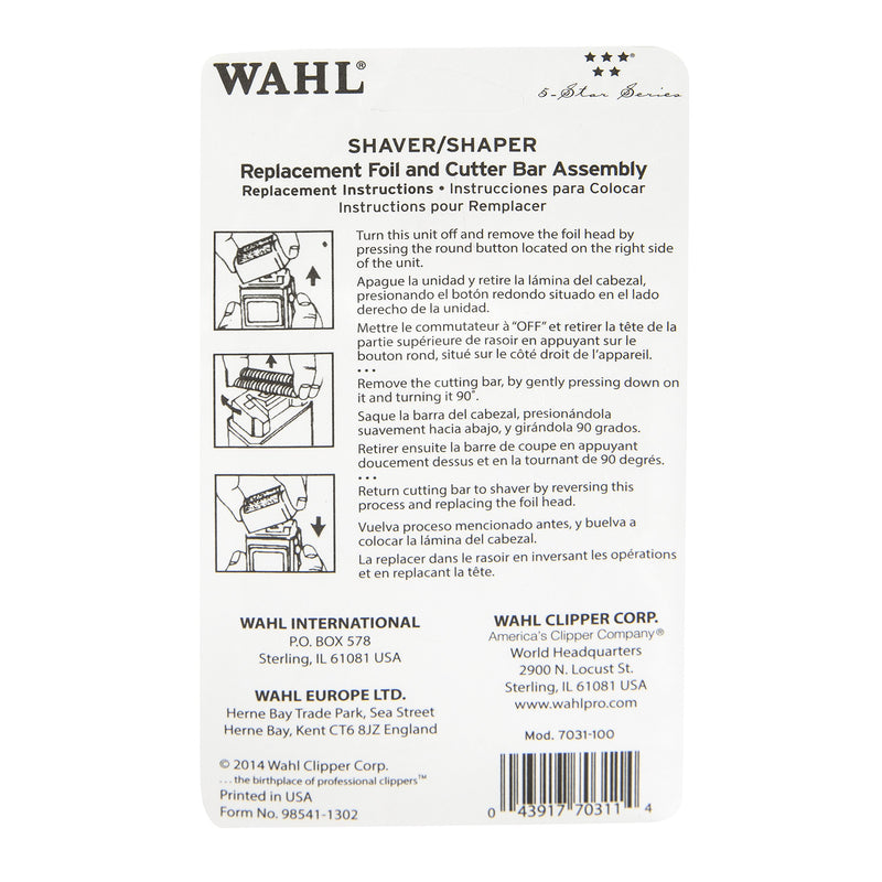 Wahl Professional 5 Star Series Shaver Shaper Replacement Super Close Gold Foil and Cutter Bar Assembly, Super close Shaving for Professional Barbers and Stylists - Model 7031-100 Basic