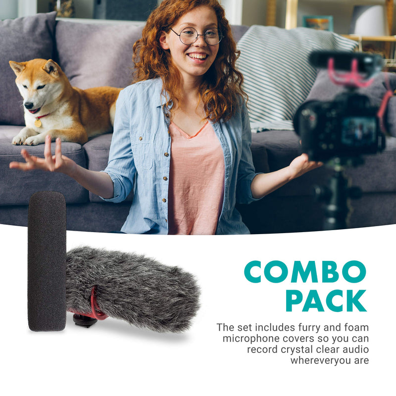 [AUSTRALIA] - Movo WS-G7 Foam and Furry Indoor, Outdoor Microphone Windscreen Combo Pack - Custom Fit for Rode VideoMic Go 