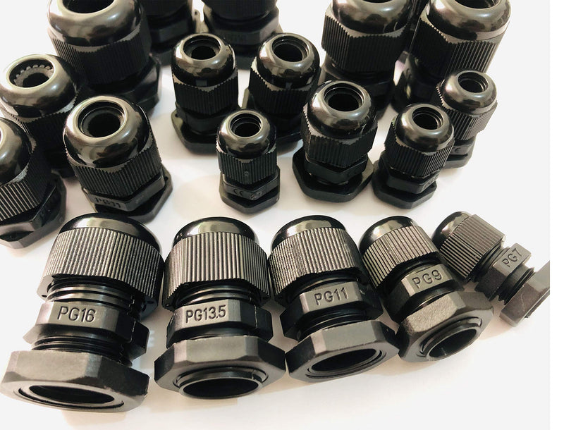 20pcs Cable Gland Waterproof Adjustable 3-13mm Cable Connectors PG7 PG9 PG11 PG13.5 PG16 Plastic Cable Gland Joints Wire Protectors