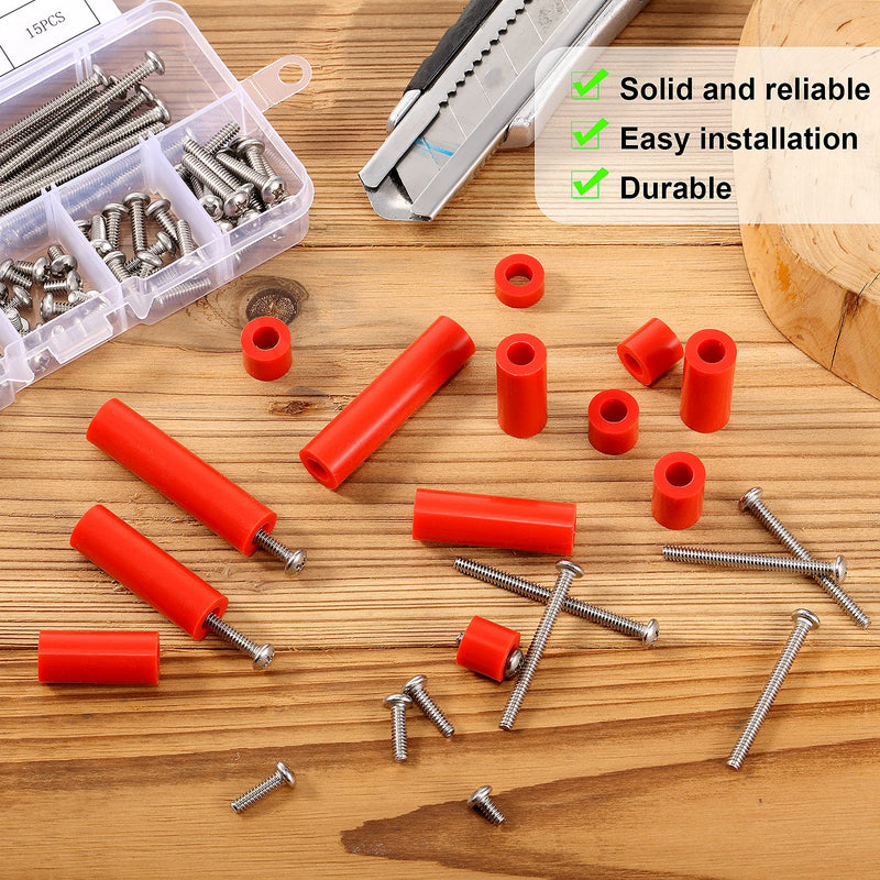 150 Pieces Electrical Outlet Extender Kit 60 Pieces Outlet Screw Spacers and 90 Pieces 6-32 Thread Flat Head Device Mounting Screws for Household and Industrial Electricity, 6 Lengths (Red) Red