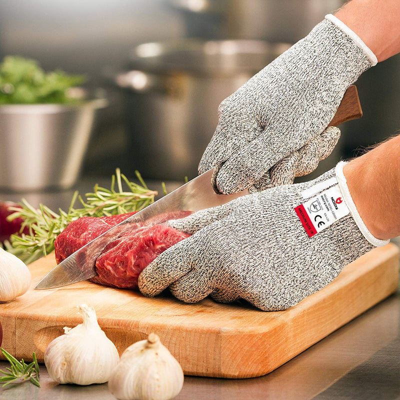 NoCry Cut Resistant Gloves - Ambidextrous, Food Grade, High Performance Level 5 Protection Medium Original