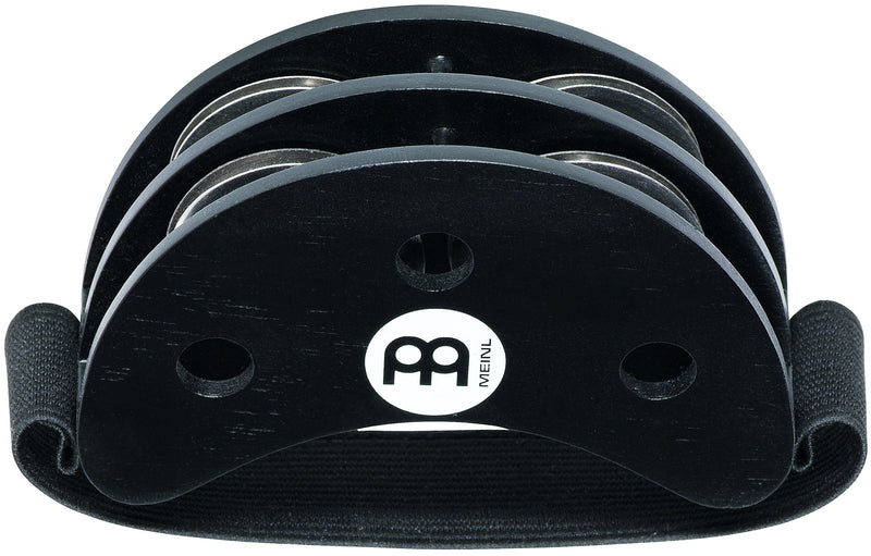 Meinl Percussion Foot Tambourine with Stainless Steel Jingles-NOT MADE IN CHINA-Accompaniment for Cajon Gigs, 2-YEAR WARRANTY, FJS2S-BK