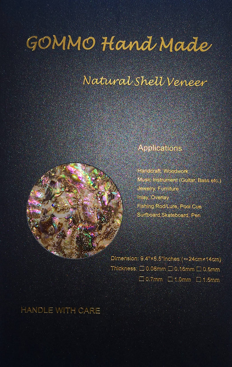 [AUSTRALIA] - Pure Paua Abalone Shell Sheet for Inlay and Overlay with Backside Tape (9.4" x 5.5" x 0.007") 