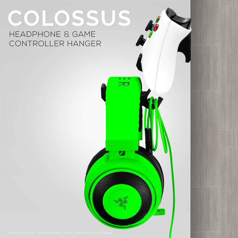 The Colossus - Gamepad Controller & Headphone Hanger Holder - Designed for Xbox ONE, PS4, PS3, Dualshock, Switch, PC, Steelseries, Steam & More by Brainwavz (Black) Black