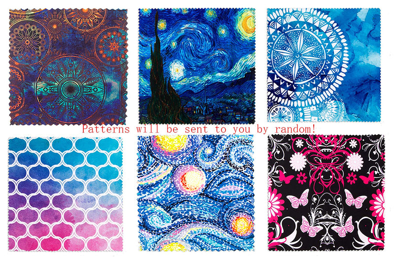 [AUSTRALIA] - Pattern Printed Soft Microfiber Cleaning Cloths 6 Pieces for Eyeglasses, Camera Kens, Cell Phones, CD, DVD, Computers, Tablets, Laptops, Telescope, LCD Screens and Other Delicate Surfaces Cleaner 6 Pieces(patterns Randomly Sent) 