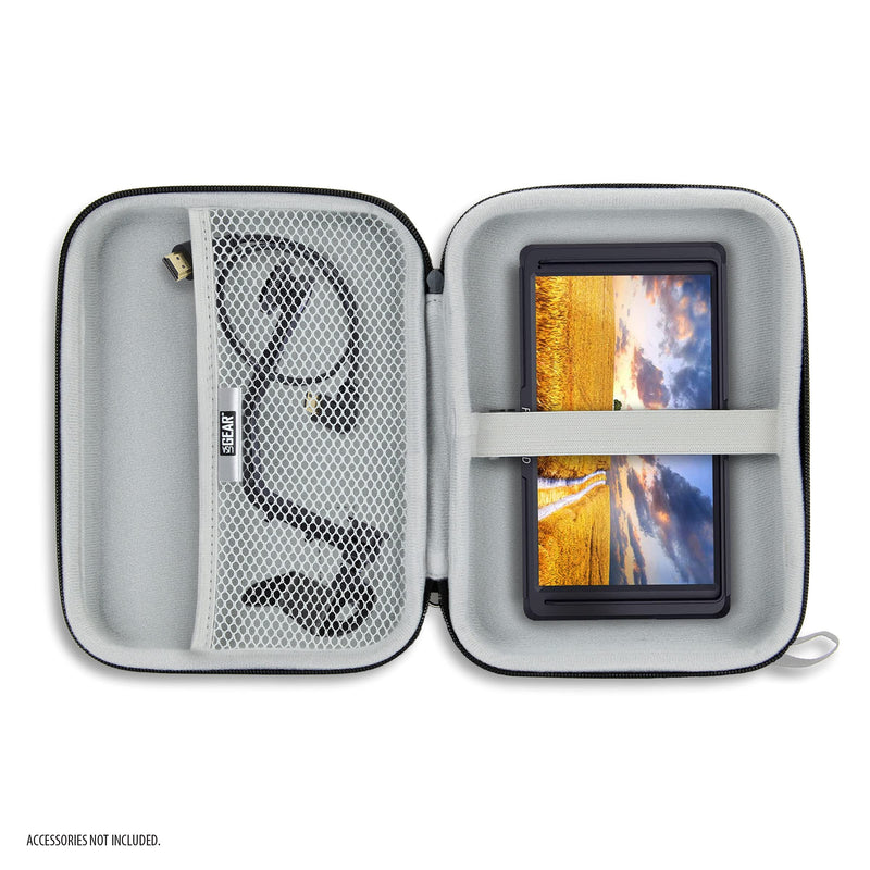 USA GEAR 7.5 Inch Hard Shell Camera Monitor Case - Portable Video Monitor Bag Compatible with Feelworld Monitor, Atomos, SmallHD Focus, Shinobi SDI, Lilliput A7s, and More Video Monitors (Black) Black
