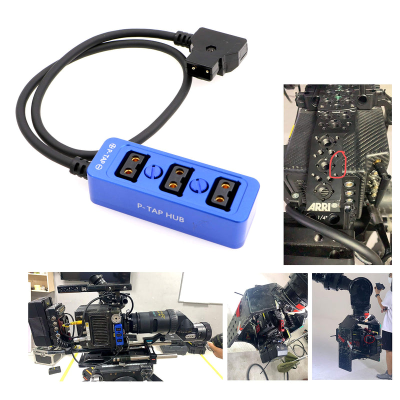 [AUSTRALIA] - AConnect D-tap Splitter P-Tap HUB Cable D Tap to 3Ports Dtap P-tap Splitter Cable for Photography Power for ARRI RED Z CAM Cameras TILTA Steadicam IDX V-Mount Battery 21in/ 54cm Blue 