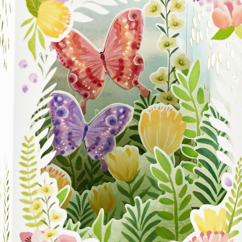 Hallmark Paper Wonder 3D Pop Up Mothers Day Card from Son or Daughter (Butterfly and Flower Garden) Pop Up Butterfly and Flower Garden