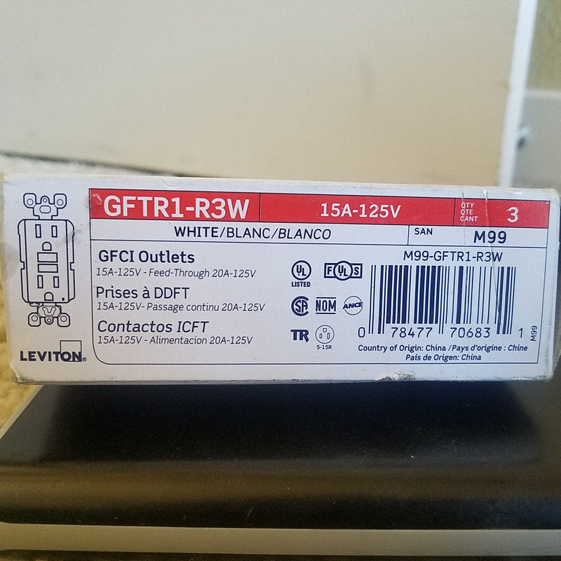 Leviton GFCI Outlets M12-GFTR1-R3W White 3 pack