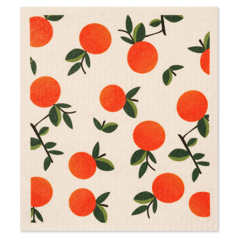 GMIcréatifs Swedish Dishcloths 4 Pack, 2 Lemons & 2 Oranges Print, Eco Friendly, Reusable Kitchen Cleaning Cloth, Machine Washable, Each 7.87”x6.88.