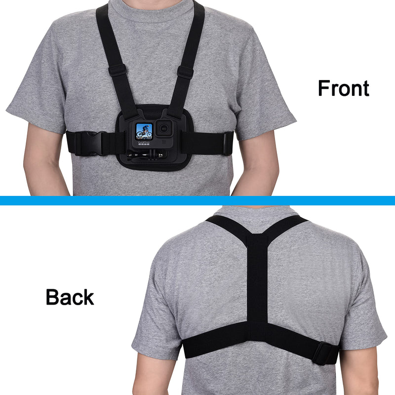 Suptig Chest Mount, Adjustable Chest Strap, Breathable Material Compatible All Gopro, AKASO, DJI osmo and More Action Cameras (Black)
