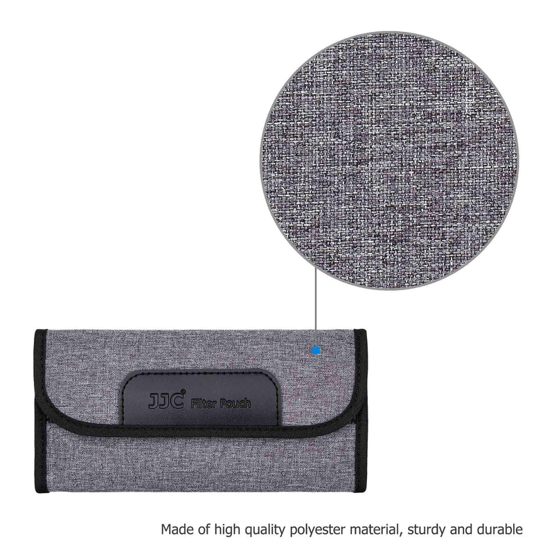 Camera Lens Filter Pouch Case 4 Pockets for Circular Filters Up to 58mm(37mm, 40.5mm, 49mm, 52mm, 55mm), Padded Elastic Interior Filter Holder Wallet Dustproof
